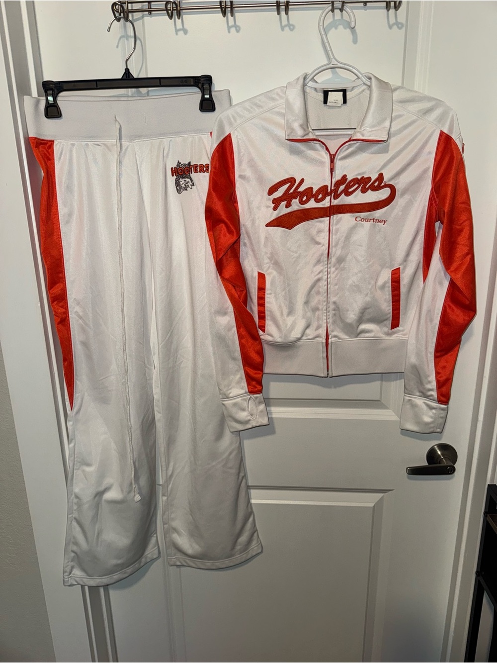Hooters White and Orange Zip-Front Jacket